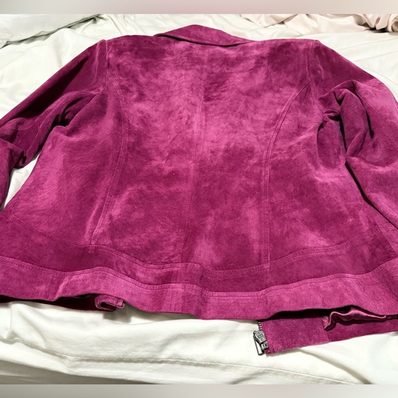 💜Preston & York💜 Fuchsia Genuine Suede Bomber Jacket - Sz XL - Picture 2 of 13